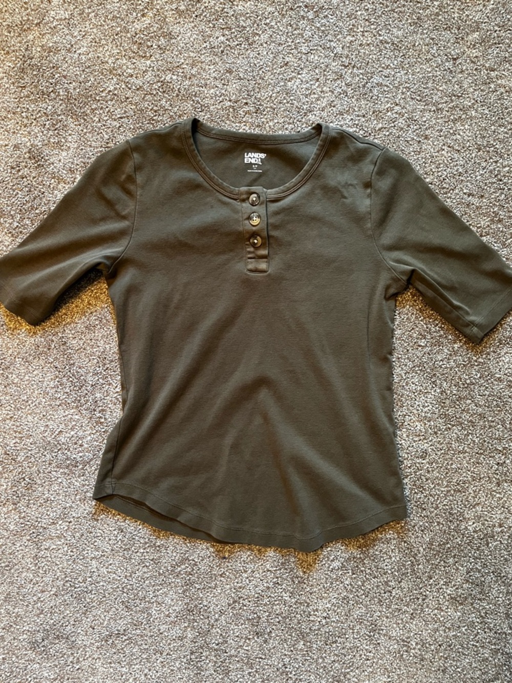 Lands' End Olive Green Short Sleeve Henley Tee